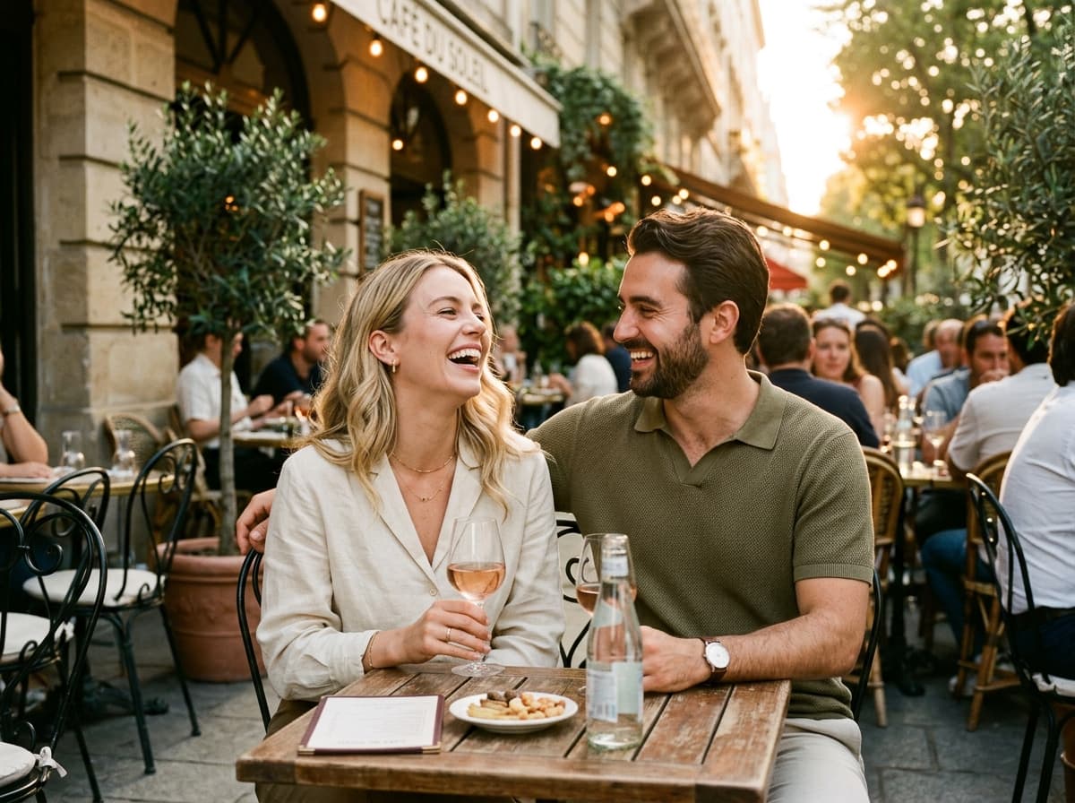 Couple sharing a genuine, laughing moment together
